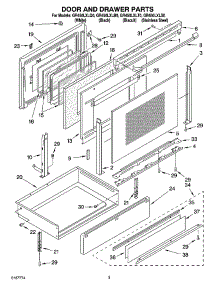 03 - Door And Drawer Parts parts for Whirlpool Range GR450LXLQ0 from AppliancePartsPros.com