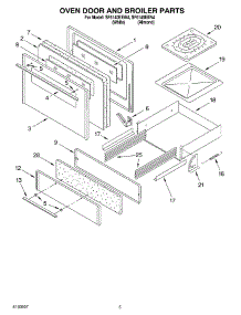 03 - Oven Door And Broiler parts for Whirlpool Range SF5140EEW4 from AppliancePartsPros.com