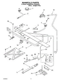 03 - Manifold parts for Whirlpool Range SF3020SKW0 from AppliancePartsPros.com