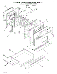 03 - Oven Door And Drawer parts for Whirlpool Range RF4700XEN5 from AppliancePartsPros.com