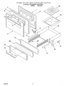 03 - Oven Door And Broiler parts for Whirlpool Range SF5140EEW3 from AppliancePartsPros.com
