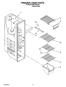 04 - Freezer Liner Parts parts for Whirlpool Refrigerator ED5PVEXVS01 from AppliancePartsPros.com