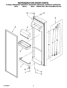 06 - Refrigerator Door Parts parts for Whirlpool Refrigerator ED5FHAXVA01 from AppliancePartsPros.com