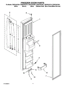 07 - Freezer Door Parts parts for Whirlpool Refrigerator ED5FHAXVY01 from AppliancePartsPros.com