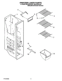 04 - Freezer Liner Parts parts for Whirlpool Refrigerator 6ED2FHGXVA01 from AppliancePartsPros.com