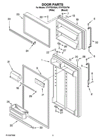 02 - Door Parts parts for Whirlpool Refrigerator ET1FTEXVT01 from AppliancePartsPros.com