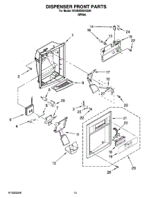 08 - Dispenser Front Parts parts for Whirlpool Refrigerator 5VGS3SHGKQ06 from AppliancePartsPros.com