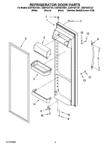 06 - Refrigerator Door Parts parts for Whirlpool Refrigerator ED5FHEXTS01 from AppliancePartsPros.com