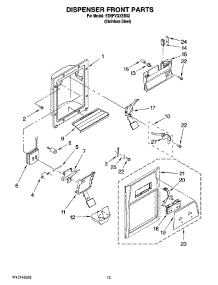 08 - Dispenser Front Parts parts for Whirlpool Refrigerator ED5FVGXSS02 from AppliancePartsPros.com