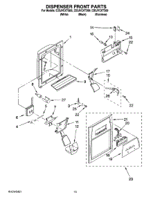 08 - Dispenser Front Parts parts for Whirlpool Refrigerator ED5JVEXTS00 from AppliancePartsPros.com