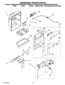 08 - Dispenser Front Parts parts for Whirlpool Refrigerator GD5NVAXSQ00 from AppliancePartsPros.com