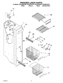 04 - Freezer Liner parts for Whirlpool Refrigerator GC5SHGXLB00 from AppliancePartsPros.com