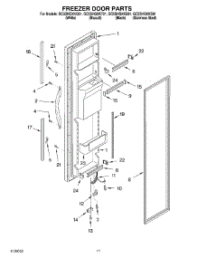 07 - Freezer Door parts for Whirlpool Refrigerator GC5SHGXKS01 from AppliancePartsPros.com