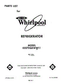 Front Cover parts for Whirlpool Refrigerator ED27DQZWN11 from AppliancePartsPros.com