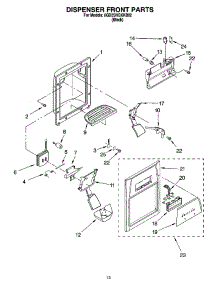09 - Dispenser Front Parts parts for Whirlpool Refrigerator 6GD2SHQXKB02 from AppliancePartsPros.com