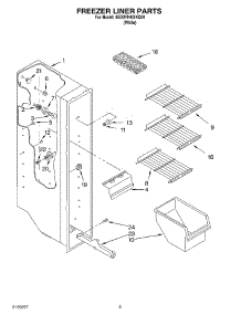 04 - Freezer Liner parts for Whirlpool Refrigerator 6ED2FHKXKQ01 from AppliancePartsPros.com