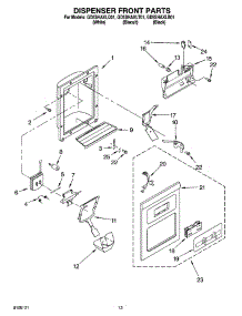08 - Dispenser Front Parts parts for Whirlpool Refrigerator GD5SHAXLT01 from AppliancePartsPros.com