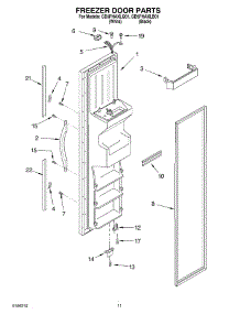 07 - Freezer Door Parts parts for Whirlpool Refrigerator GD5PHAXLB01 from AppliancePartsPros.com