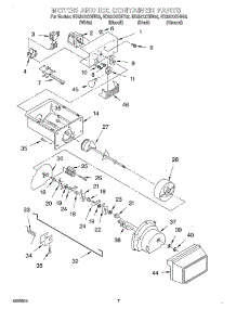05 - Motor And Ice Container parts for Whirlpool Refrigerator ED25CQXHW02 from AppliancePartsPros.com