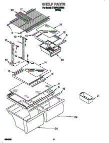 Shelf parts for Whirlpool Refrigerator ET23PKXGW00 from AppliancePartsPros.com