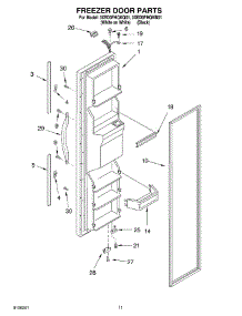 06 - Freezer Door parts for Whirlpool Refrigerator 3XED0FHQKQ01 from AppliancePartsPros.com