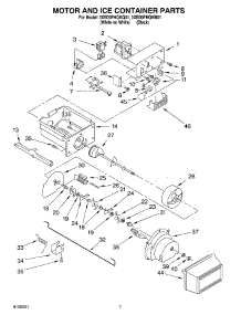 04 - Motor And Ice Container parts for Whirlpool Refrigerator 3XED0FHQKB01 from AppliancePartsPros.com