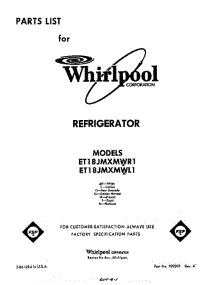Front Cover parts for Whirlpool Refrigerator ET18JMXMWR1 from AppliancePartsPros.com