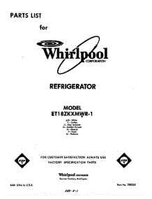 Front Cover parts for Whirlpool Refrigerator ET18ZKXMWR1 from AppliancePartsPros.com