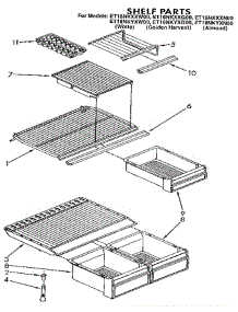 Shelf parts for Whirlpool Refrigerator ET18NKYXG00 from AppliancePartsPros.com