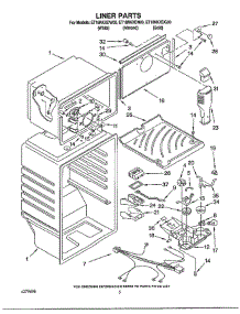 Liner parts for Whirlpool Refrigerator ET18NKDG00 from AppliancePartsPros.com