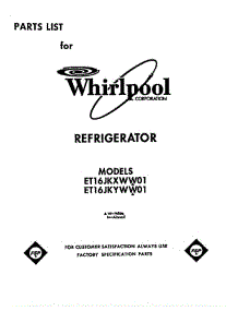 Front Cover parts for Whirlpool Refrigerator ET16JKXWW01 from AppliancePartsPros.com