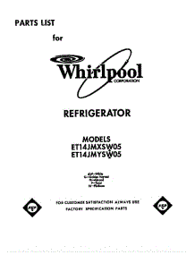 Front Cover parts for Whirlpool Refrigerator ET17JMXSW05 from AppliancePartsPros.com