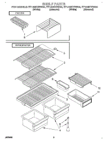 05 - Shelf parts for Whirlpool Refrigerator ET14GKYBW00 from AppliancePartsPros.com