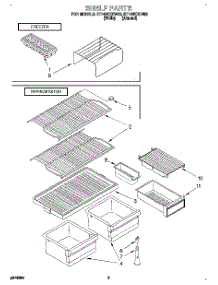 05 - Shelf parts for Whirlpool Refrigerator ET14NKXDW00 from AppliancePartsPros.com