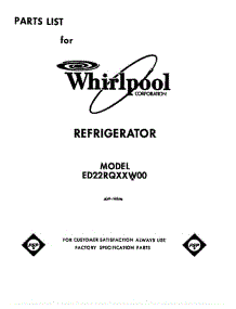 Front Cover parts for Whirlpool Refrigerator ED22RQXXN00 from AppliancePartsPros.com