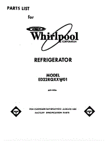 Front Cover parts for Whirlpool Refrigerator ED22RQXXN01 from AppliancePartsPros.com