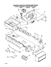 05 - Motor And Ice Container parts for Whirlpool Refrigerator ED27DQXAB04 from AppliancePartsPros.com