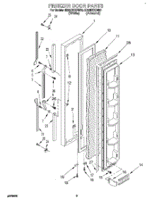 07 - Freezer Door parts for Whirlpool Refrigerator ED22DKXBN00 from AppliancePartsPros.com