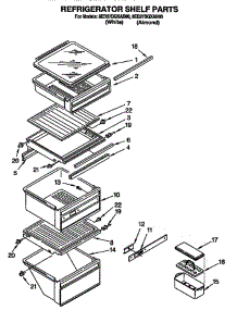 Refrigerator Shelf parts for Whirlpool Refrigerator 8ED27DQXAB00 from AppliancePartsPros.com