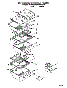 Refrigerator Shelf parts for Whirlpool Refrigerator 4YED22PQFW00 from AppliancePartsPros.com