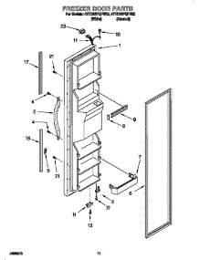 Freezer Door parts for Whirlpool Refrigerator 4YED22PQFW00 from AppliancePartsPros.com