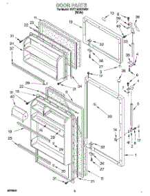 02 - Door parts for Whirlpool Refrigerator 3VET16GKBW01 from AppliancePartsPros.com