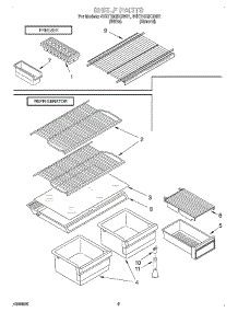 05 - Shelf parts for Whirlpool Refrigerator 4VET16GKGN01 from AppliancePartsPros.com