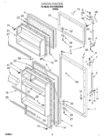02 - Door parts for Whirlpool Refrigerator 3VET16GKBW00 from AppliancePartsPros.com