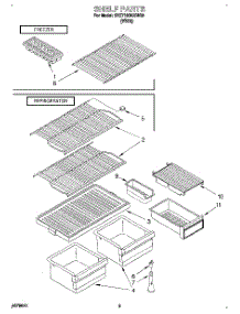 05 - Shelf parts for Whirlpool Refrigerator 3VET16GKBW00 from AppliancePartsPros.com