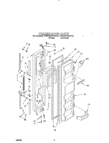 07 - Freezer Door parts for Whirlpool Refrigerator 4YED22PWAN00 from AppliancePartsPros.com