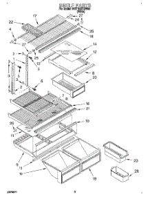 04 - Shelf parts for Whirlpool Refrigerator 3VET19ZKBW00 from AppliancePartsPros.com