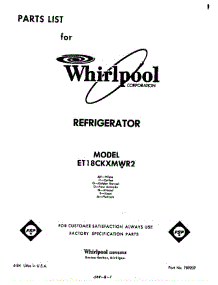 Front Cover parts for Whirlpool Refrigerator ET18CKXMWR2 from AppliancePartsPros.com
