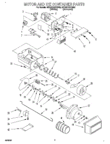 05 - Motor And Ice Container parts for Whirlpool Refrigerator 3ED22DQXBW02 from AppliancePartsPros.com