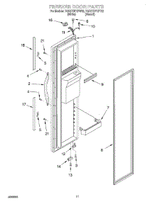 07 - Freezer Door parts for Whirlpool Refrigerator 7GD27DFXFW02 from AppliancePartsPros.com